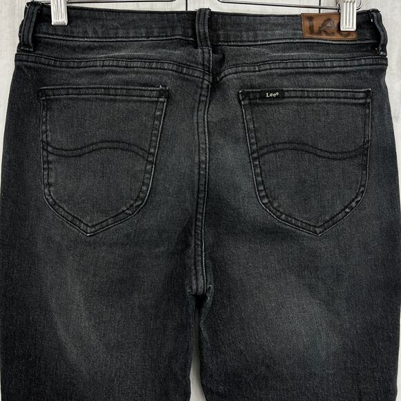 Lee (8) Short Womens Black Regular Fit Straight Leg Jeans Stone Wash Mid Rise - Picture 4 of 10